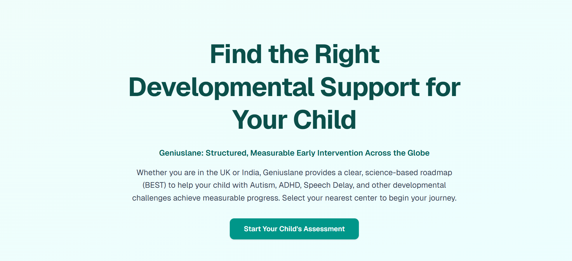 Geniuslane Kids Clinic Website